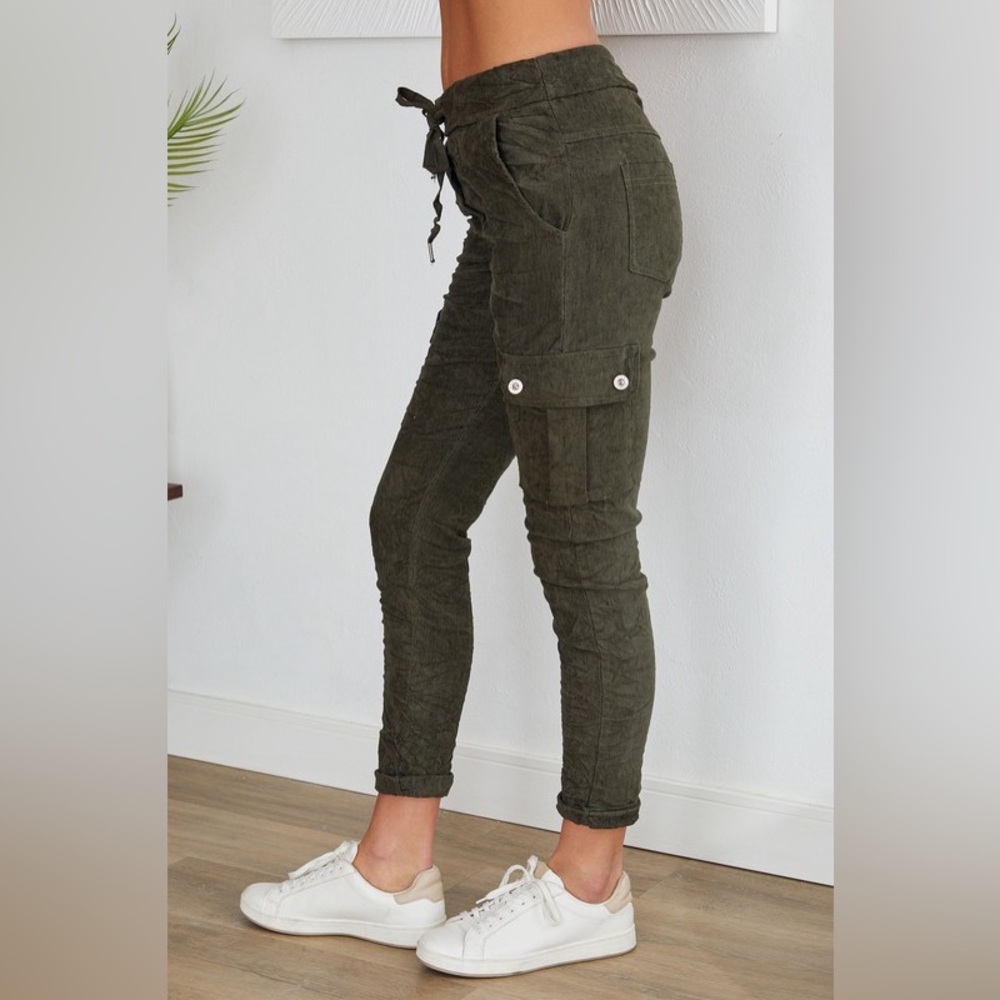 (21190-ARM) BABY CORDUROY CRINKLE CARGO JOGGERS - Picture 4 of 4